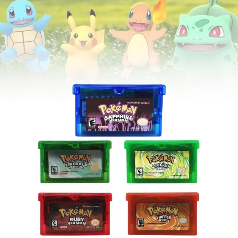 Классический набор картриджей для GBA с изображением культовых покемонов в ярких цветах