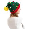 Christmas Knitting Hat Red Green Patchwork Color Knitted Wool Ball Decoration Holiday Hat Festive Party Wear