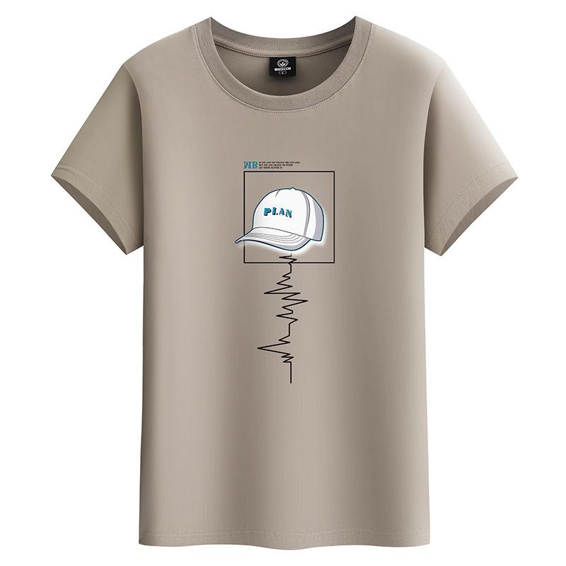 2024 Мужская молодежная футболка свободного кроя из хлопка с коротким рукавом