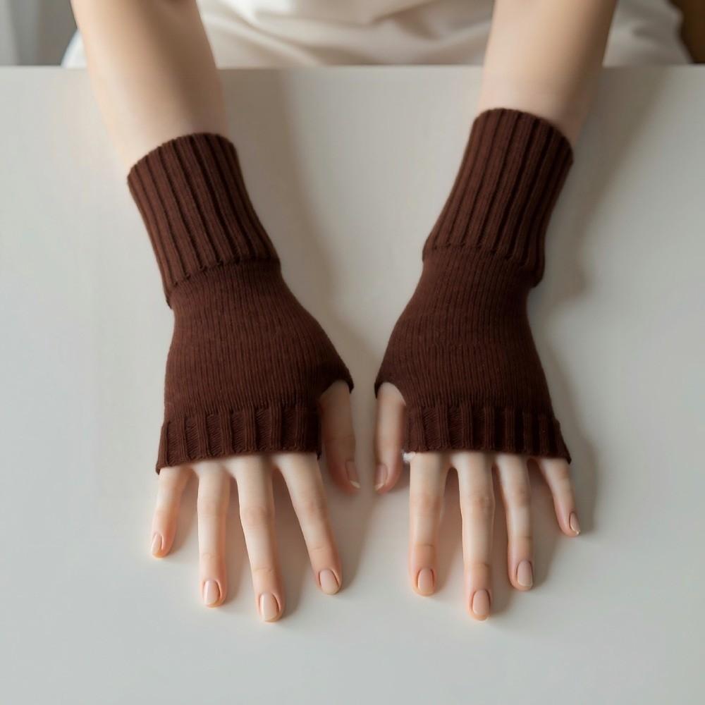 Solid Color Half Finger Mitten Knitted Fingerless Gloves New Knitted Gloves Autumn and Winter