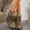 Зимние женские модные зимние сапоги 2024 года, теплые хлопковые ботинки, пушистые полусапожки, искусственный мех, утолщенная женская обувь