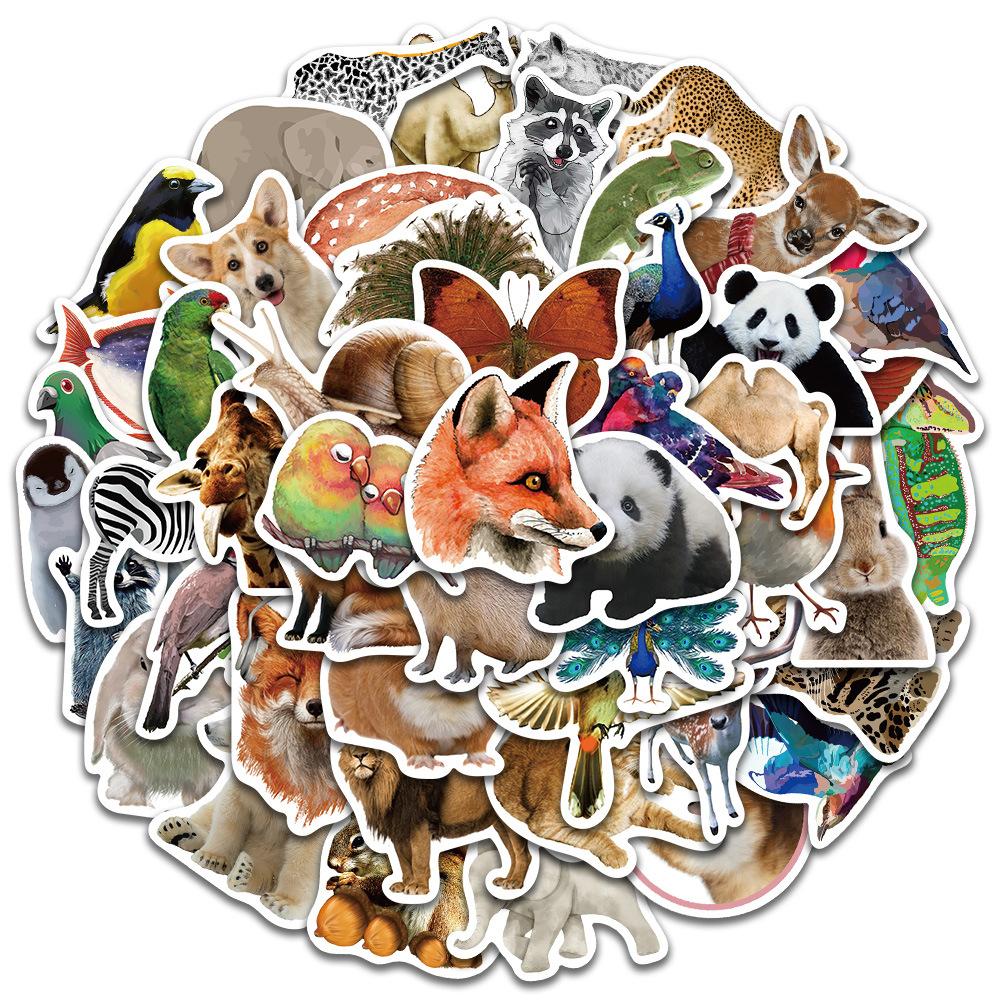 Водонепроницаемые наклейки с реалистичными граффити в виде животных — набор из 50 шт. для багажа, телефона и бутылки с водой