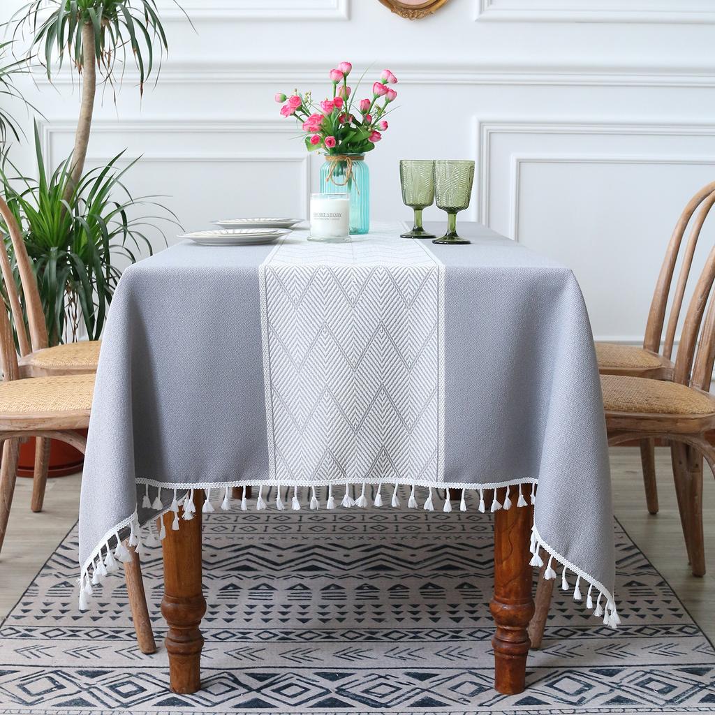 Tablecloth Striped Tassel Dining Table Cloth Square Table Fabric Hotel Household Coffee Table Cloth Mat