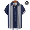 Summer Fashion Business Casual Men's Casual Short Sleeve Shirt Striped Print Men's Daily Commuting Wear Oversized Top SIZE
