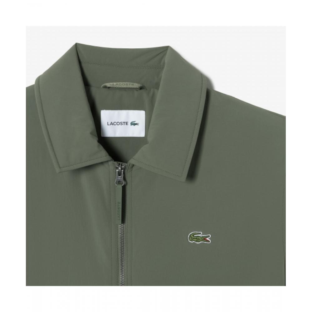 Lacoste Мужской джемпер с воротником и подкладкой в стиле «авиация» [хаки]