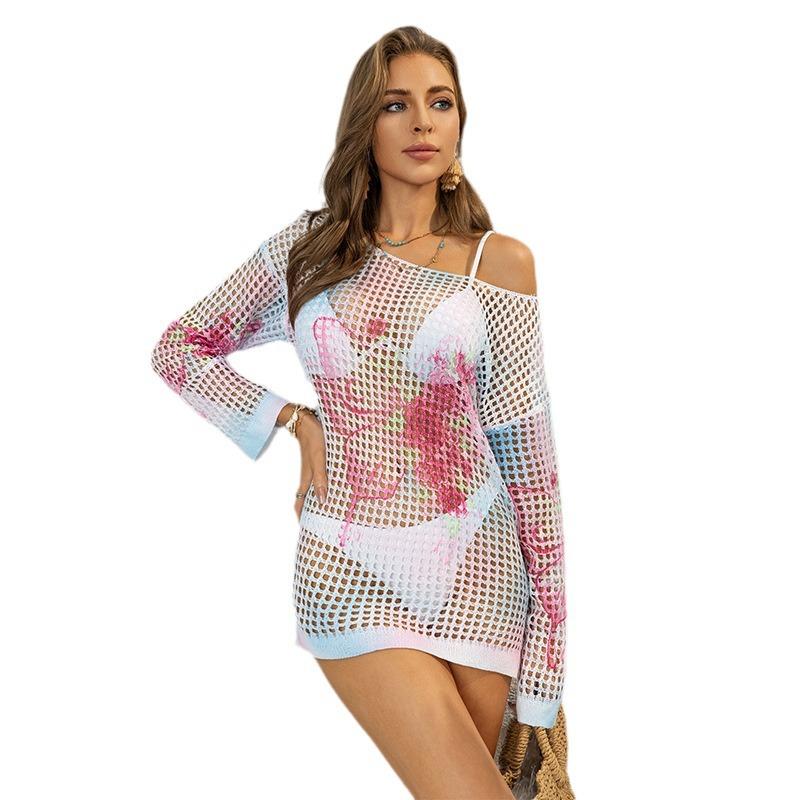 New Printed Knitted Sweater, Pullover, Loose Smock, Thin Sun-protective Shirt, Long-sleeved Top for Women