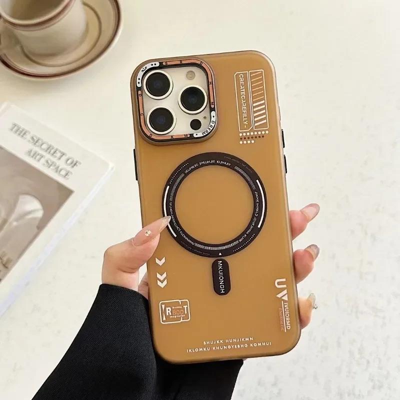 Матовый магнитный чехол для телефона для iPhone 17 16 15 14 13 Pro Max Air Magsafe Беспроводная зарядка Матовый металлический ободок для камеры Крышки кнопок