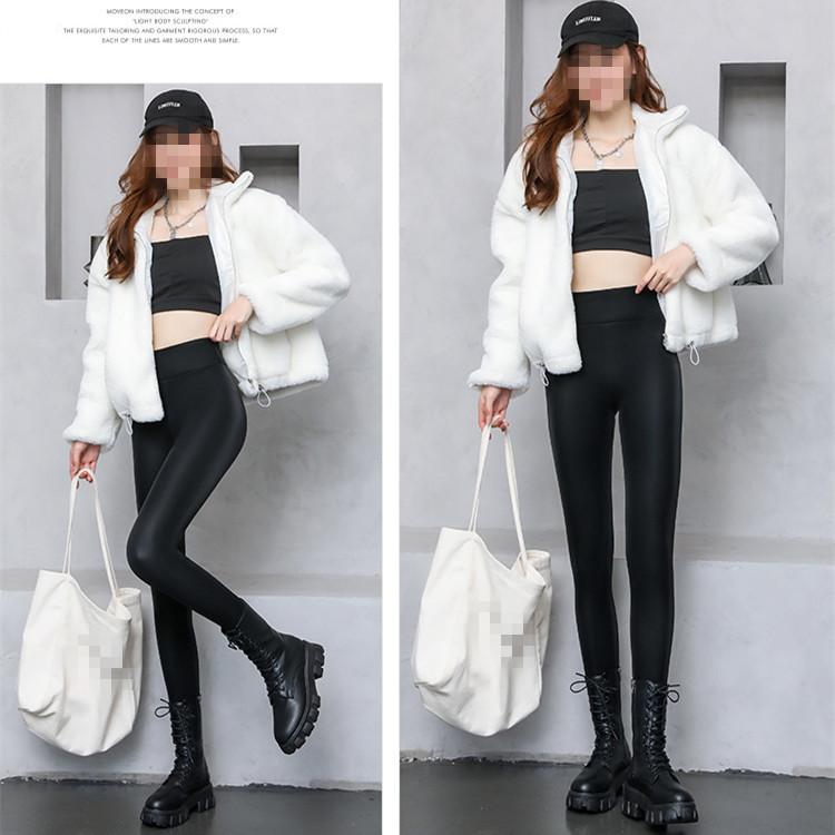 Женские штаны из ПУ кожи для зимы, облегающие и теплые