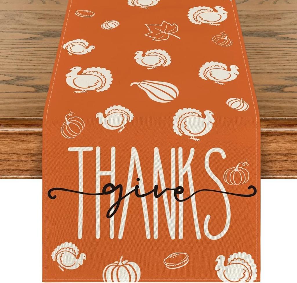 Дорожка для обеденного стола с кленовым листом и тыквой на День благодарения, для домашней кухни, для столовой, для вечеринки, моющаяся, многостильная