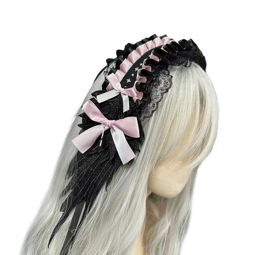 Стильное украшение для головы с бантиком, элегантное украшение для волос, повязка для волос в стиле Лолиты, отлично подходит для того, чтобы подчеркнуть ваш образ на мероприятии