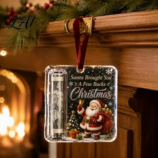 Festive Hanging Cash Holder Personalized Christmas Ornament Custom Acrylic Money Clip for Holiday Gift Display Tree Decorations Unique Keepsake