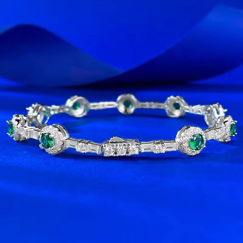 New S925 Silver Green Fairy Bracelet for Daily Classic Fashion Versatile High End Wedding Jewelry