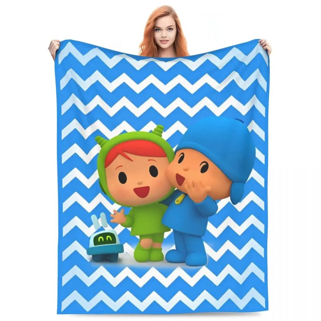 Cute Cartoon PPOCOYO Anime Printed Blanket Picnic Flannel Throw Blanket For Bedroom Warm Soft Custom DIY Quality Bedspread Gift