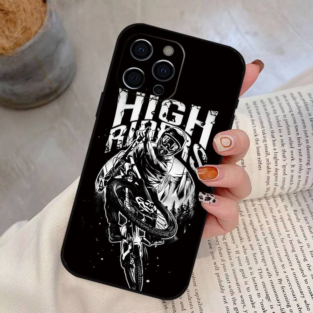 Чехол для телефона на велосипед, горный велосипед, для iPhone 17, 16, 15, 14, 13, 12, 11 Plus, Pro Max, XS, мягкий силиконовый, черный