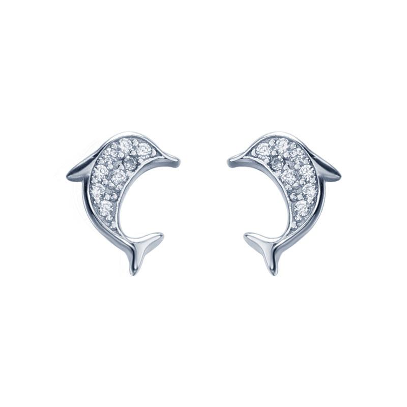 Ocean Style Silver Earrings Feminine Earrings Korean Long Personalized Dolphin-shaped Earrings
