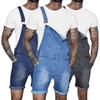 Джинсовый комбинезон шорты однотонный на плечевых лямках летний хип-хоп регулируемые короткие джинсы