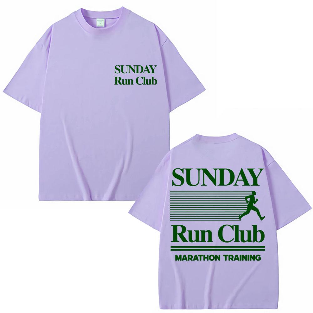 Sunday Running Club Graphic Summer T Shirt Cotton Breathable Sporty  Jogging Tshirts Unisex Women Oversized Cotton Casual Tshirt