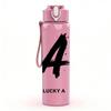 1PC Minimal Lucky Number Four Print 750ml Color Plastic Sports Water Bottle Leakproof Flip Straw Lid Suitable for Sports Office Home Use