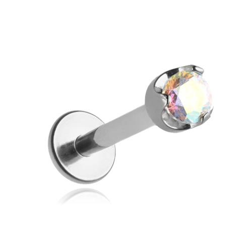 Titanium Labret Earring With Opalescent Cubic Zirconia 1.2/6/3