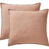 Set of 2 "Soline" Pillowcases 60 X 60 Cm &; 50 X 70 Cm "Washed Linen" - Soline Old Rose - Pillowcase 60 X 60 Cm