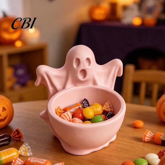 Modern Minimalist Desk Ornament 3D Printed Ghost Candy Bowl for Halloween Party Decorations, Multi-functional Desktop Storage Functional Autumn
