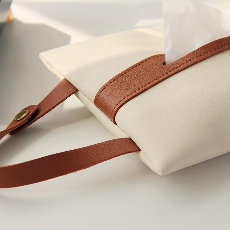 Simple Tissue Cover Car Tissue Box Paper Bag Hanging Home Decoration Tissue Cover Leather Tissue Box
