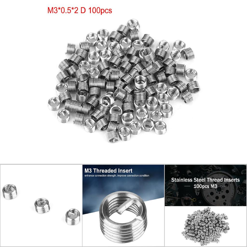 100 шт. винтовых вставок M3 из нержавеющей стали SS304 со спиральной проволокой