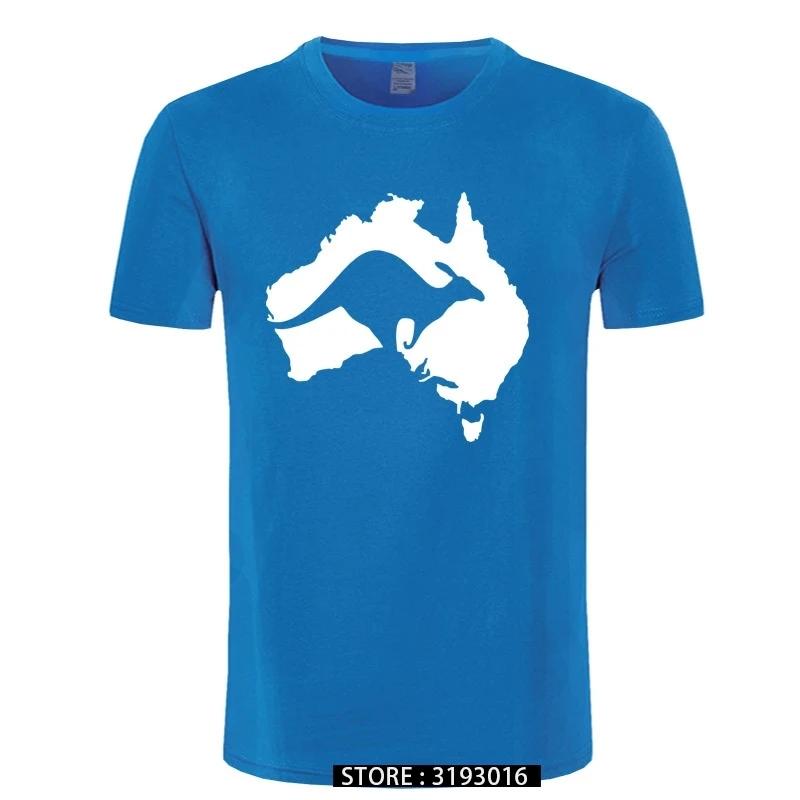 Cool Australia Map Kangaroo T Shirt Men Cotton Oneck Hip Hop Tops Harajuku Streetweaarr Australia Tshirt
