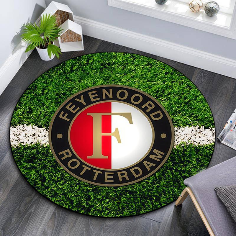 Круглый ковер Feyenoord Rotterdam, Ковер для гостиной, спальни, дивана, игровой комнаты, Декор, Нескользящий коврик