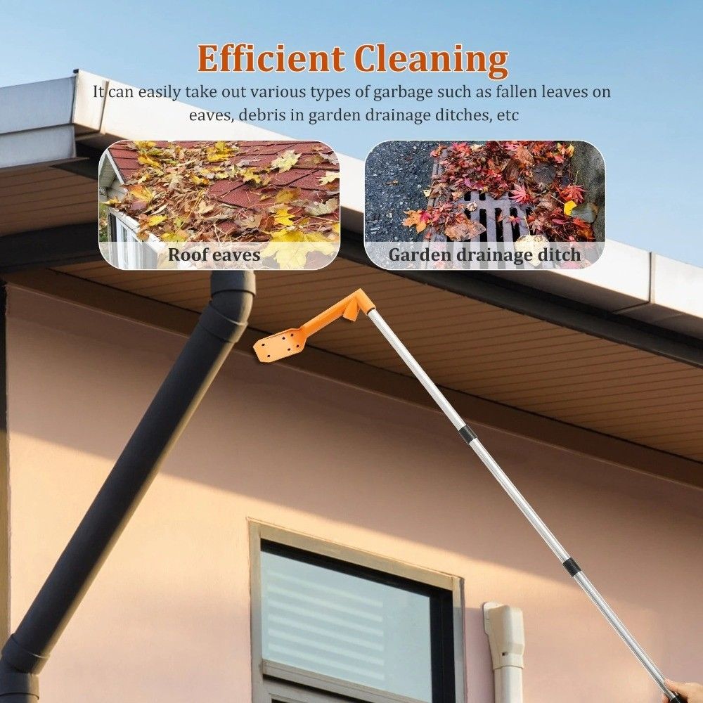 Abrasion Resistance Gutter Cleaning Tool Ergonomic Drain Unclogger Roofing Leaf Shove Garden leaf