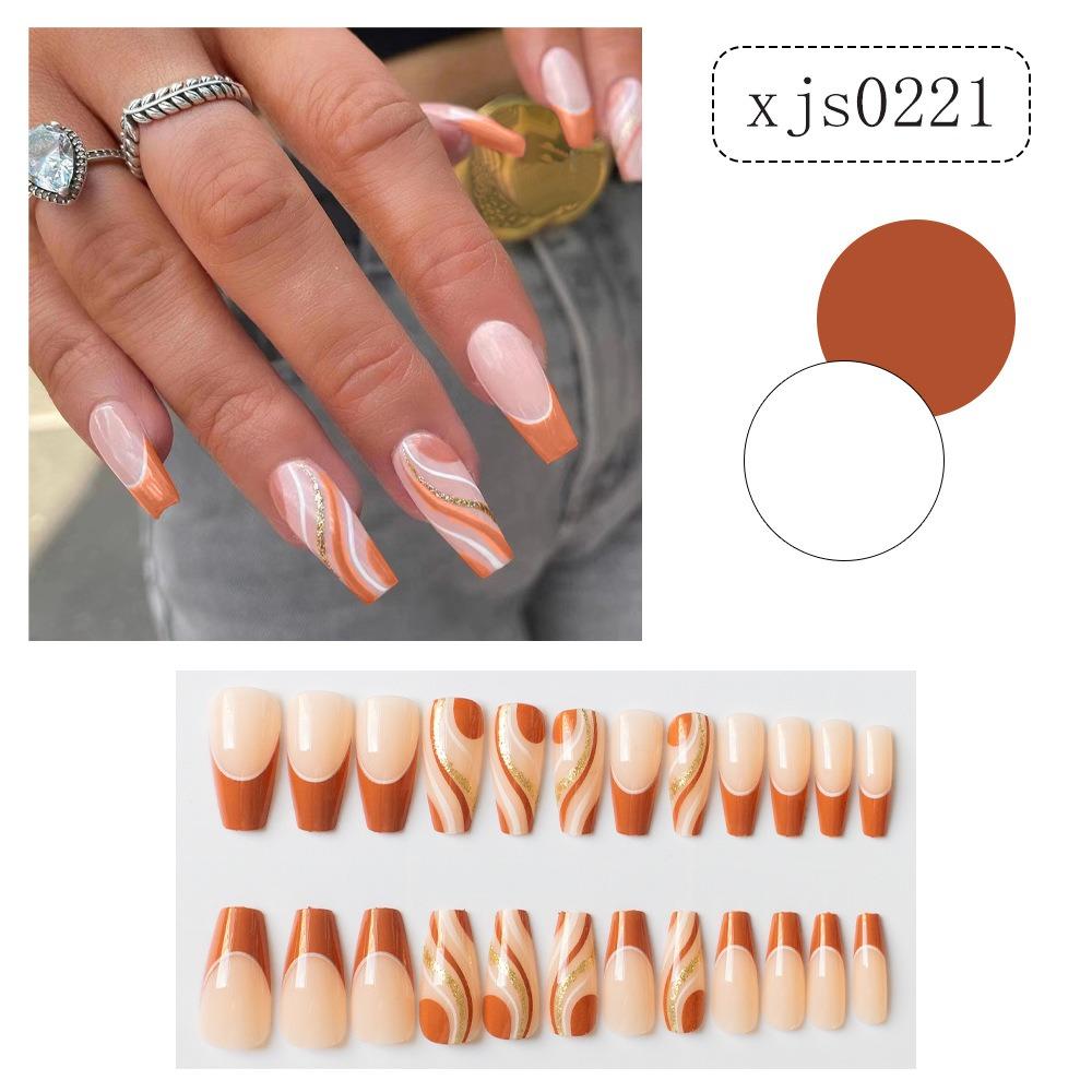 Носимые маникюрные накладные ногти для балерины с полным покрытием, съемные накладные ногти для женщин