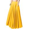 Spring New Women's Elastic Waist Pocket Solid Color Breathable Half Body Pleated Skirt Micro Elastic Polyester Long Dresses