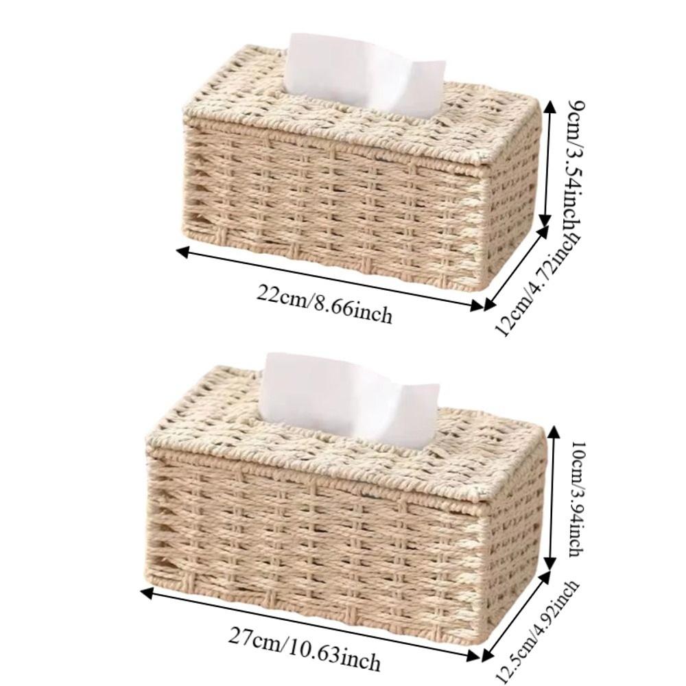 Handmade Imitation Rattan Tissue Case Decoration Tissue Paper Container Living Room