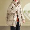 Schinteon Women Down Jacket Casual Loose Over Size Autumn Winter Outwear White Duck Down Warm Thick Coat with Hood