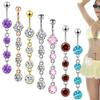 1pc 316L Surgical Steel Dangle CZ Gems Belly Button Ring Cubic Zirconia Drop Pendant Navel Nail Body Piercing Zircon