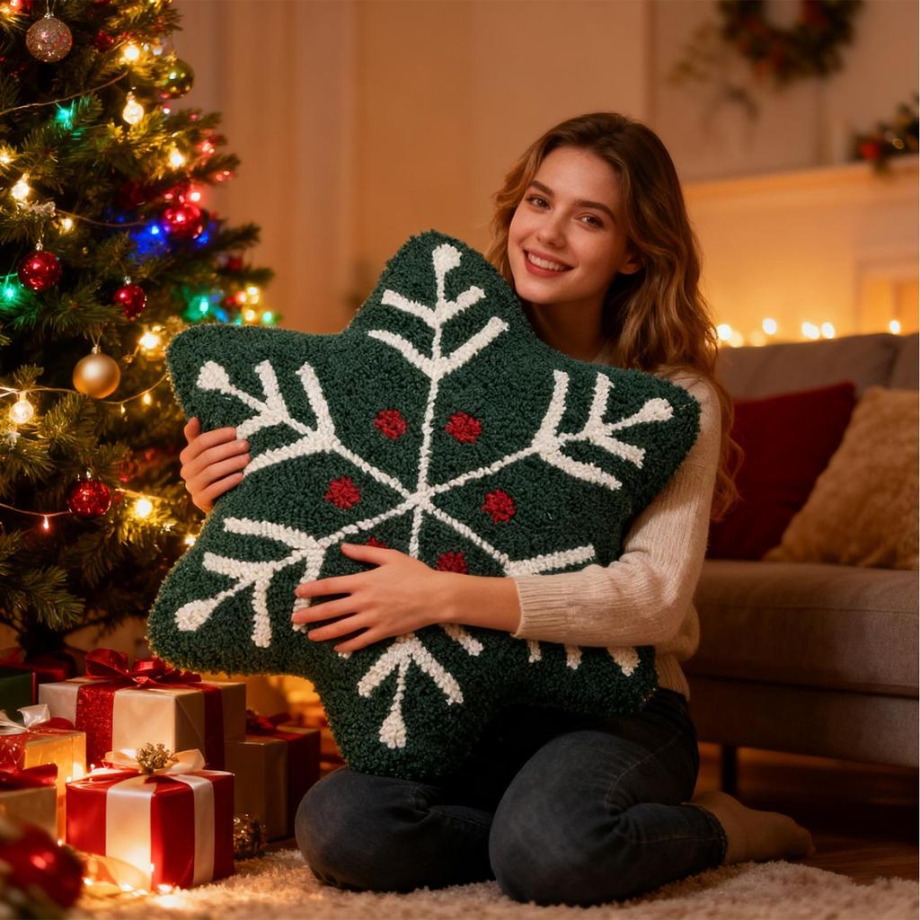Christmas Pillow Soft Cute Winter Holiday Cushion Christmas Decorations Cute Plush Pillow for Bedroom Sofa Chair Home Living