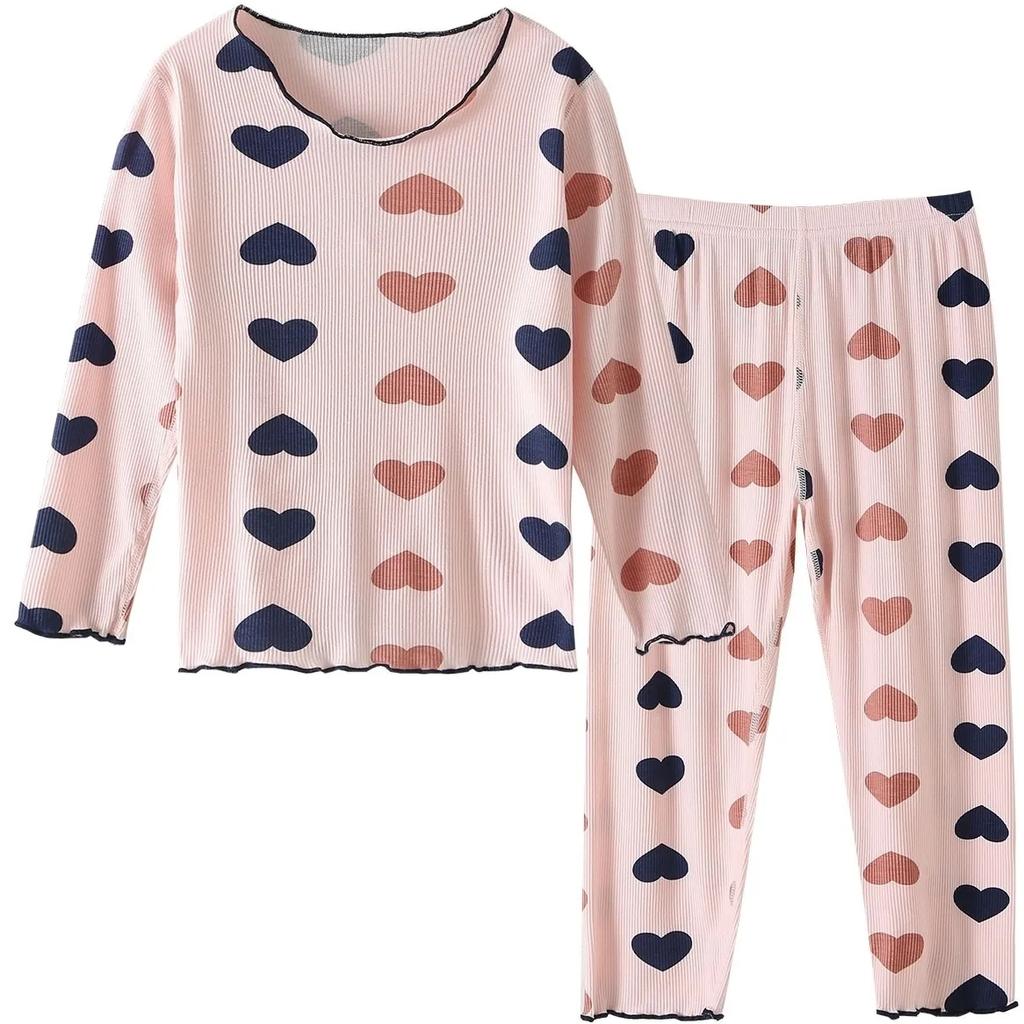 Весенне-осенне-летние пижамы для девочек, детская домашняя одежда, детский костюм с рукавами три четверти, комплект из двух предметов с кондиционером