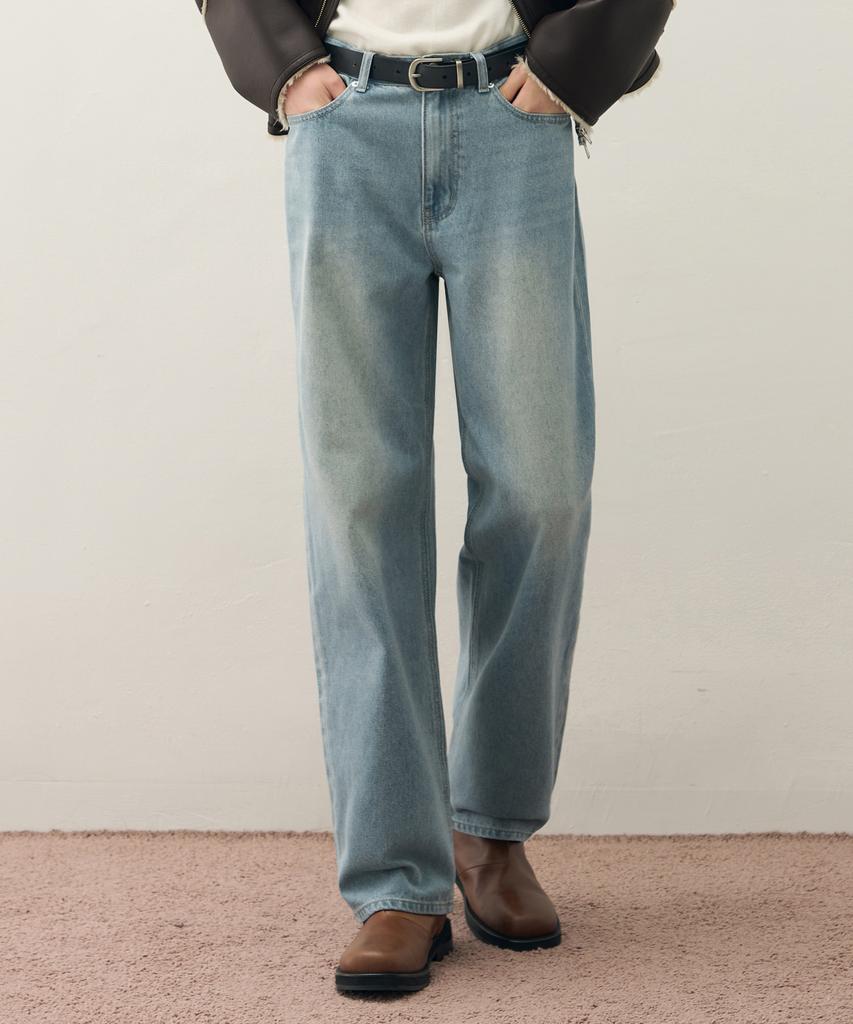 DRAW FIT Usual Semi-Wide Denim Pants [Dusty Blue]