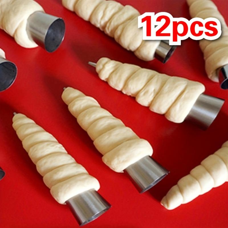 [Heavy-Duty | Stainless Steel] 12pcs Heavy-Duty Stainless Steel Cream Cone Molds | Non-Stick Spiral Pastry Tubes for Ice Cream