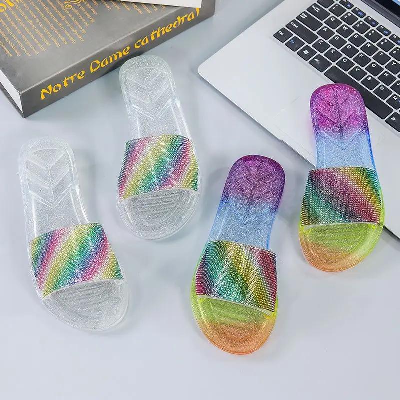 Fashion Clear Living Room Women's Slippers and Ladies Sandals Jelly Transparent Shoes Indoor Slides Home House Summer Footwear Pvc Vip