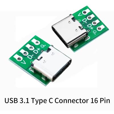 10/5 шт. Разъем TYPE C USB 3.1 Type C 16-контактный Тестовая плата PCB Пластина Адаптер Гнездо Для Провода Кабеля Передачи Данных