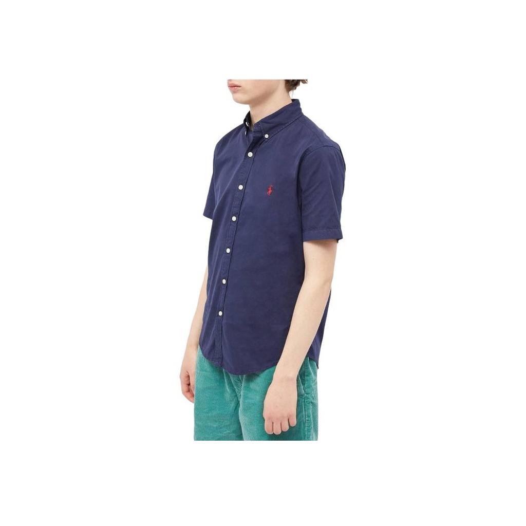 Polo Ralph Lauren Logo Pointed Collar Single-Breasted Short Sleeve Shirt Men Shirts Navy-Blue 710914495-006