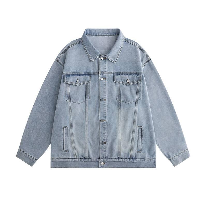 Mens Relaxed Fit Denim Jacket Fall Casual Outerwear In Washed Blue Black Tan Vintage Style