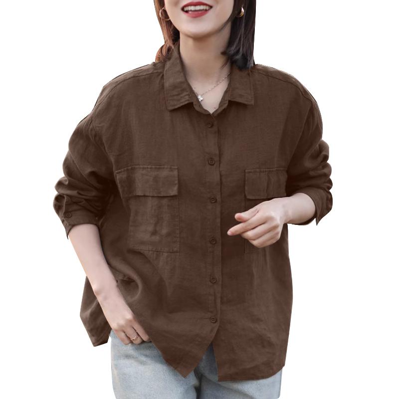 ZANZEA Женская повседневная блузка с отложным воротником и длинным рукавом