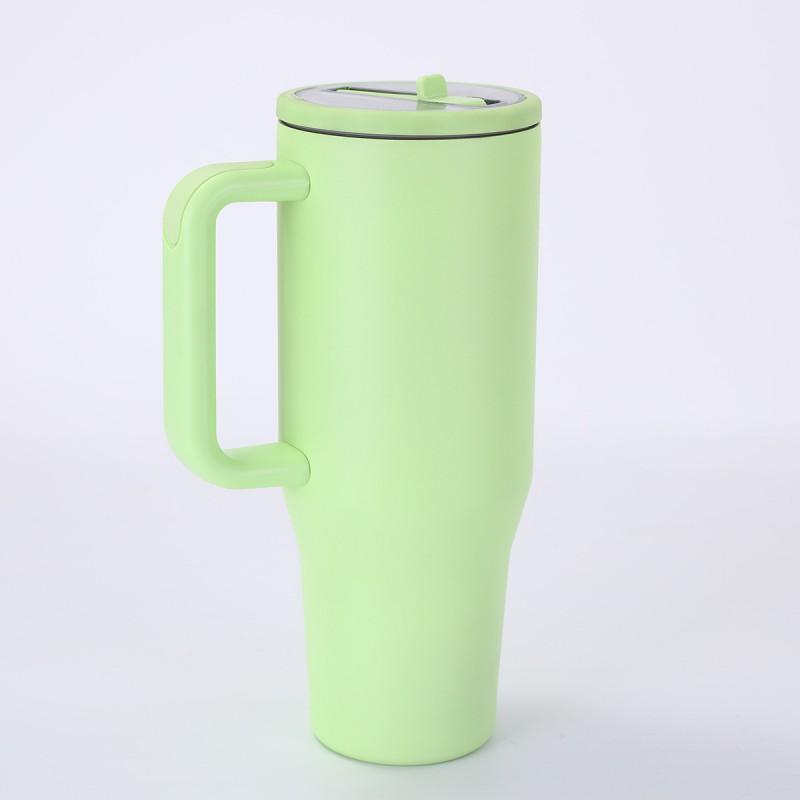40oz Insulated Car Cup With Handle 304 Stainless Steel Straw Leakproof Vacuum Tumbler Cold Hot Drinks