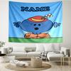 Custom Name Mr. Men and Little Miss Print Tapestry, Backdrop, Easy Setup, Ideal for Bedroom, Office & Living Room, with Aesthetic Wall Hanging Decor.