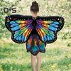 2Pcs/Set Girl Butterfly Wings Costume with Tutu Skirt Vibrant Color Versatile Seasonal Wear Carnival Cosplay Fairy Dress-Up Set