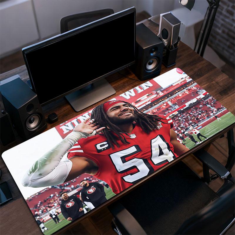Fred Warner Mouse Pad, Large Gaming Desk Mat, Non-slip XXL Mousepad for Laptop & Tablet, Mini PC Playmat with Stitched Edges