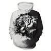 Men's Hoodie Autumn Casual Long Sleeve Sweatshirt Tiger Pattern 3d Printhooded Tops Pullover Fashion Street Oversized Clothing