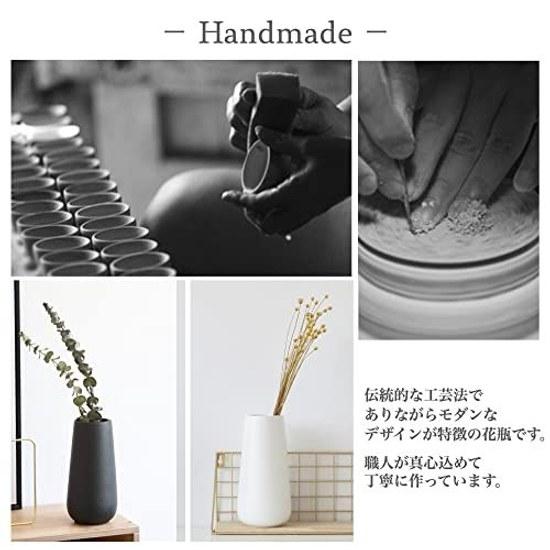 kuRo Vase Flower Base Ceramic Nordic Stylish Large Interior Container Fresh Flowers Dried Ceramics Tray Altar White Black (Black 20cm)